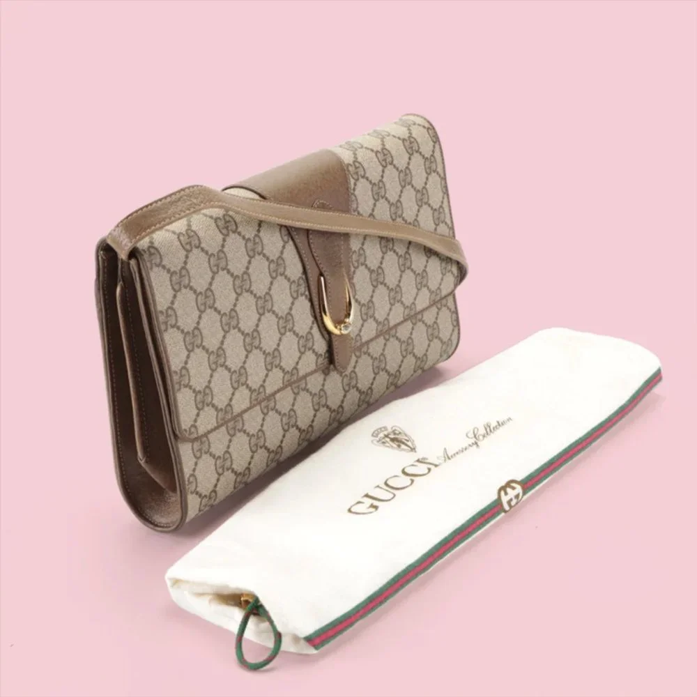 RARE Gucci Accessory Collection GG Supreme Monogram Flap Shoulder Bag - Picture 3 of 9